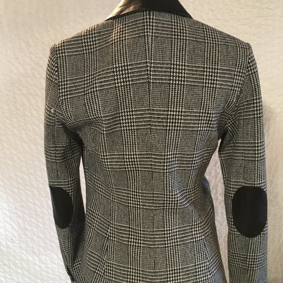 Michael Kors houndstooth blazer w leather details - Picture 5 of 11